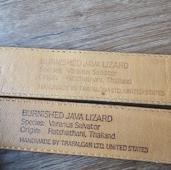ONE Trafalgar Burnished Java Lizard Skin Belt Size 32 Made in USA - Picture 4 of 9